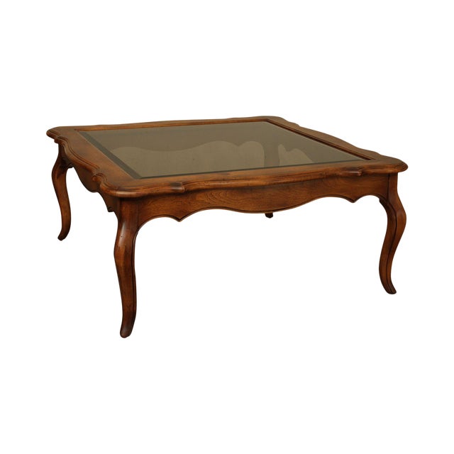 Ethan Allen Country French Solid Maple Square Glass Top ...