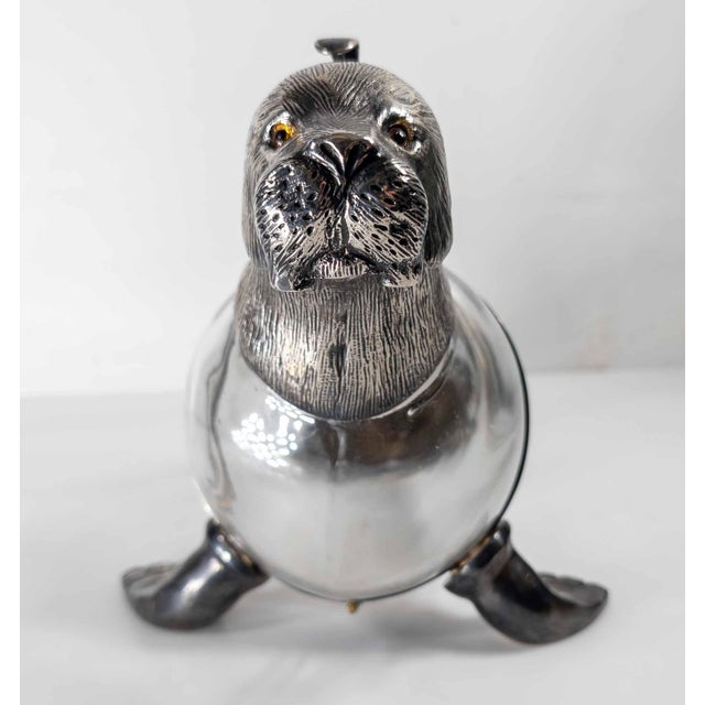19th Century English Victorian Silverplate Walrus Seal Form Wine Decanter For Sale - Image 4 of 18
