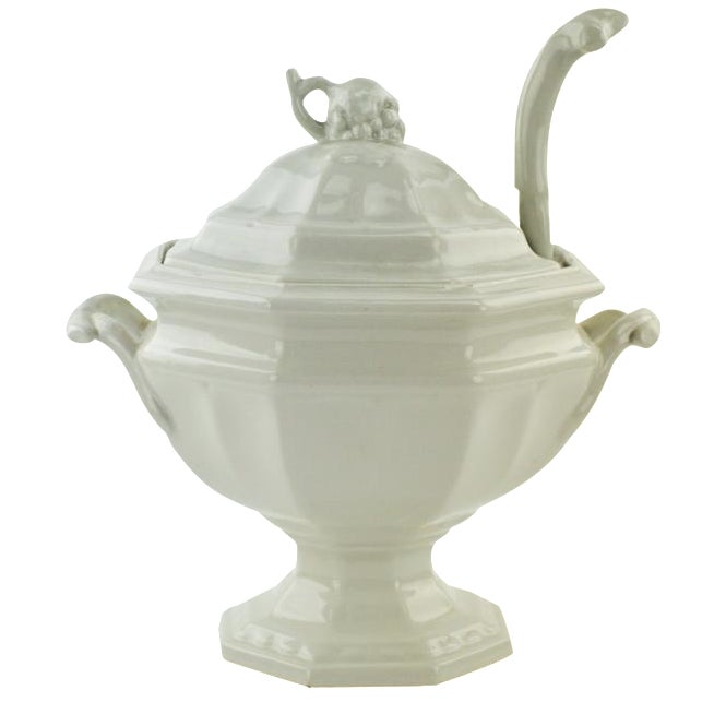 Red Cliff White Ironstone Tureen & Ladle Chairish