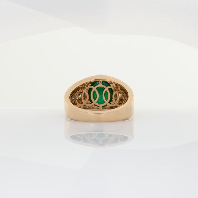 Green 4Ct Emerald Ring With Natural Diamond Accents: Solid 14k Gold, Size 6.75 For Sale - Image 8 of 8