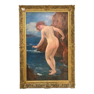 Henry Alfred Gsell “La Baigneuse” Monumental Nude Oil Painting, 1914 For Sale