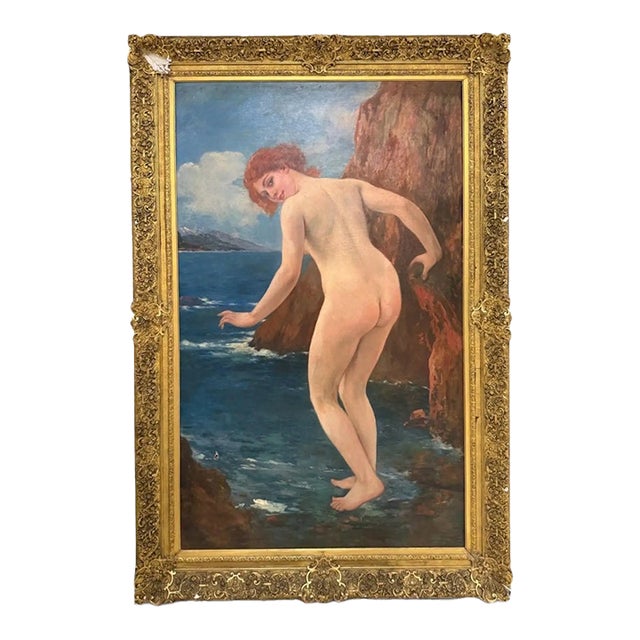 Henry Alfred Gsell “La Baigneuse” Monumental Nude Oil Painting, 1914 For Sale