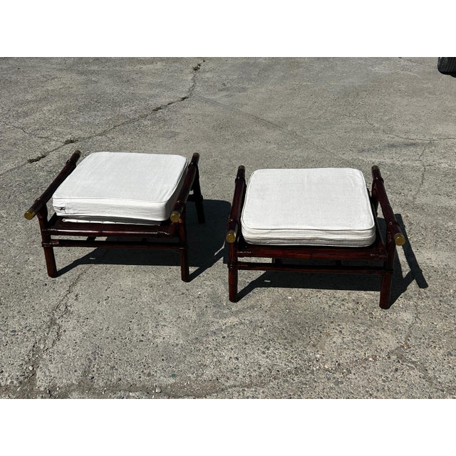 Pair of John Wisner Far Horizons ottomans – Ficks Reed, 1954. Emblematic of modernist design from 1954, these ottomans...