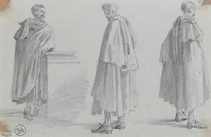 Adrien Dauzats, Studies of a Man, Original Drawing, 19th-Century