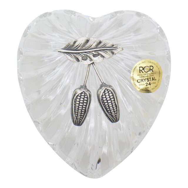 Vintage Italian Handmade Genuine Silver & Premium 24% Lead Crystal Ear Corn Jewelry Box For Sale