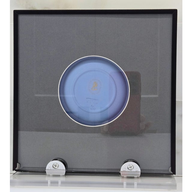 Ceramic Vintage Wedgwood Collectors Society Blue Jasperware “David” Portrait Plate in Black Frame For Sale - Image 7 of 10