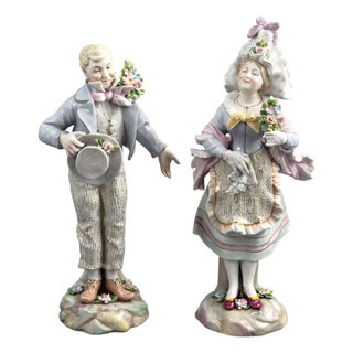 German Porcelain Figures by Volkstedt, 1800s, Set of 2 For Sale