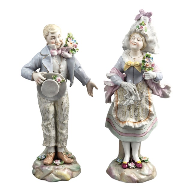 German Porcelain Figures by Volkstedt, 1800s, Set of 2 For Sale