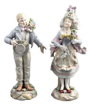 German Porcelain Figures by Volkstedt, 1800s, Set of 2