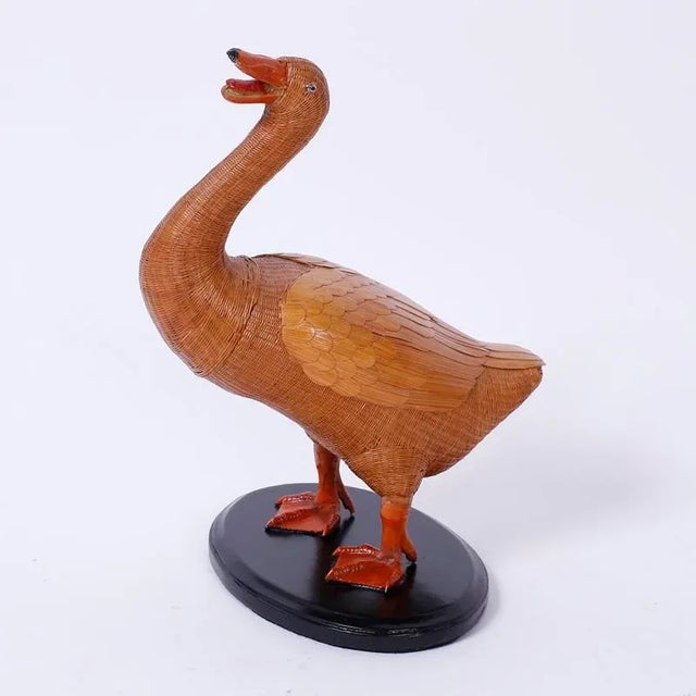 Mid-Century Modern Midcentury Chinese Wicker Duck For Sale - Image 3 of 7