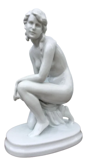 Vintage German Blanc De Chin Porcelain Female Nude Sculpture