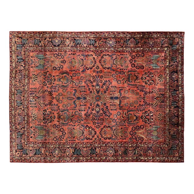 Antique Middle Eastern Sarough Hand-Knotted Rug For Sale