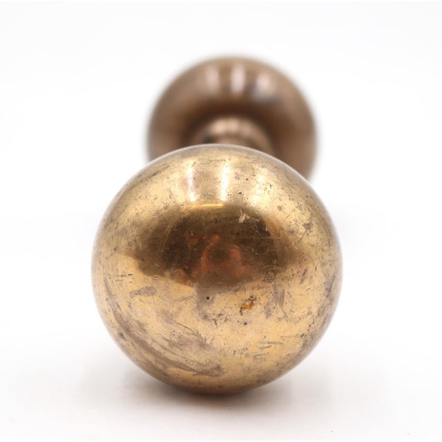 Vintage Classic mixed finish cast brass plain round passage door knobs. Priced as a pair of knobs with a spindle. Good...