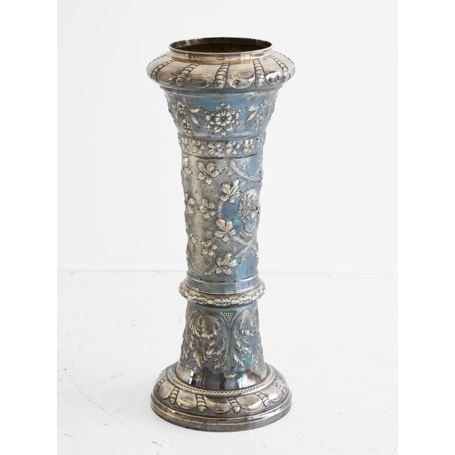 Late 19th Century Silver Repoussé Umbrella Stand or Vase, British Hallmarked, 19th Century For Sale - Image 5 of 18