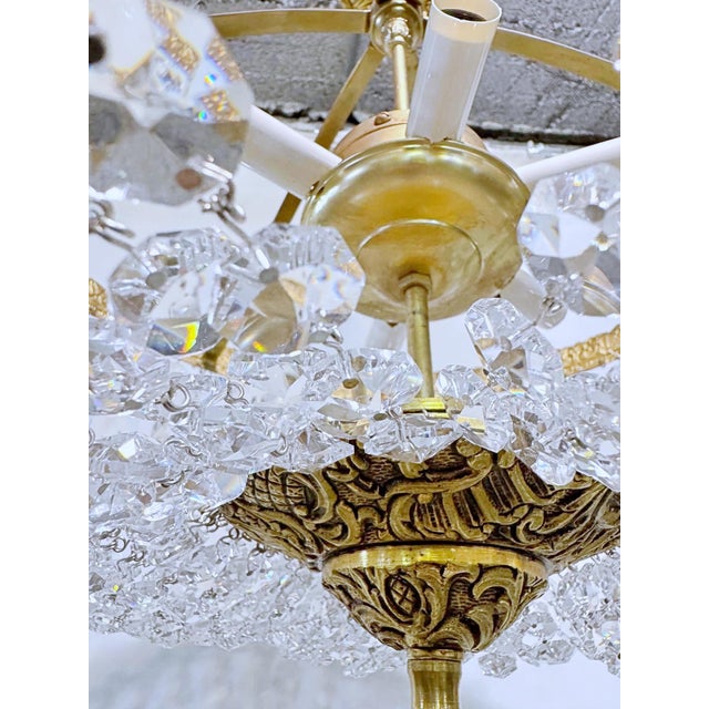 Brass Vintage 1950s Italian Brass Basket Chandelier For Sale - Image 8 of 15