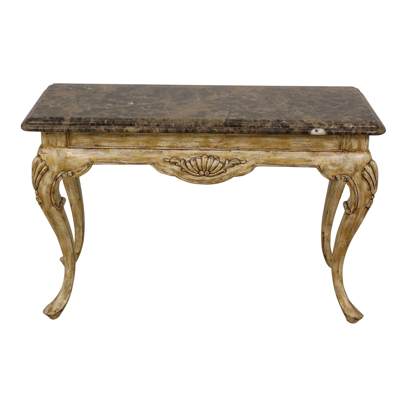 French Style Paint Decorated Base Marble Top Console Table Chairish