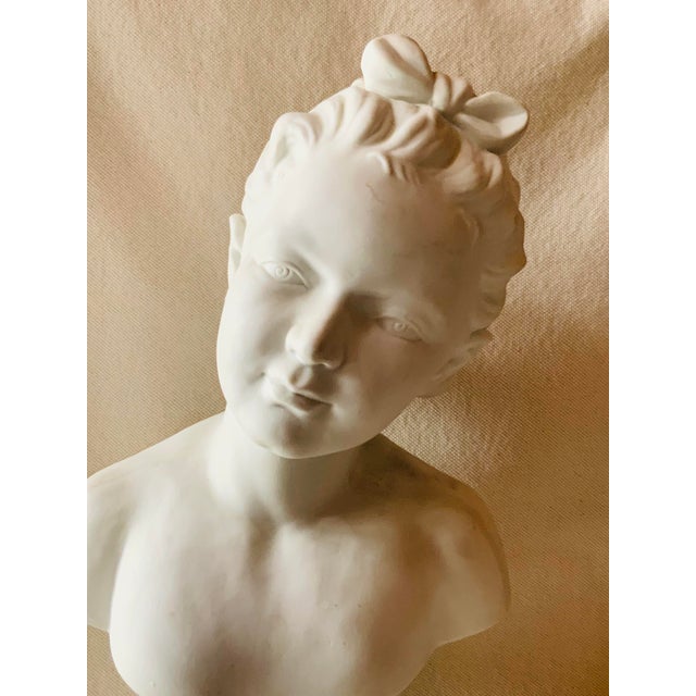 La Petite Inconnue — 19th Century French Bisque Porcelain Bust of a Child For Sale - Image 11 of 18