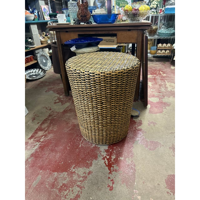 Vintage Woven Rattan Side Table For Sale - Image 4 of 5