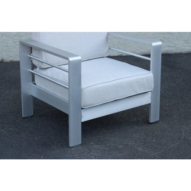 Silver Mozaic Company Modern Pair of Aluminum Outdoor Lounge Chairs For Sale - Image 8 of 12