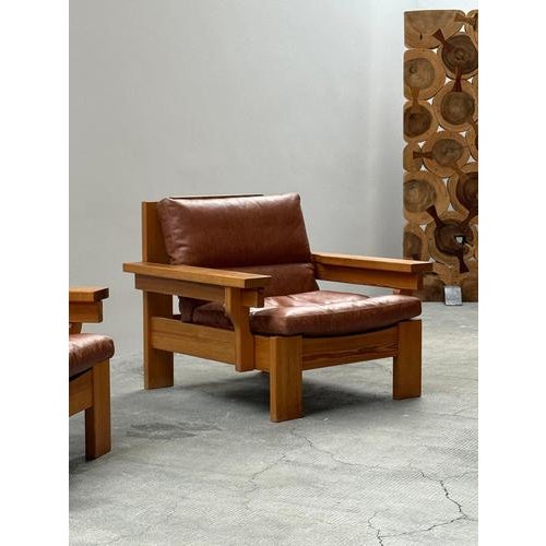 Scandinavian Modular Sofa in Pine and Cognac Leather, 1970s, Set of 4 For Sale - Image 18 of 18