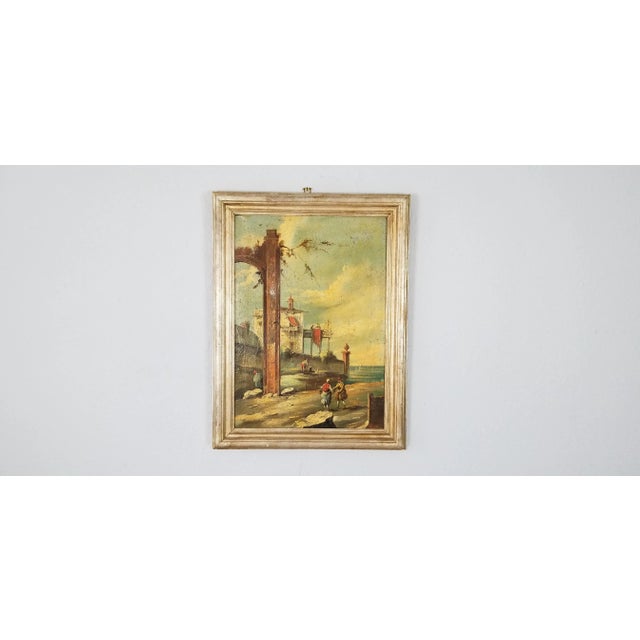 Classical Roman Late 20th Century Classical Roman Ruins Landscape Oil on Canvas Painting, Signed For Sale - Image 3 of 11