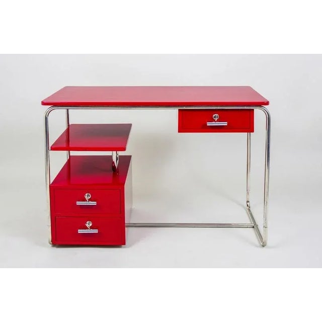 1930s Vintage German Chrome Writing Desk, 1930s For Sale - Image 5 of 9