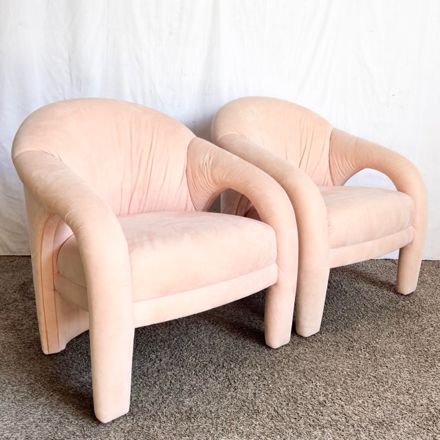 Postmodern Postmodern Sculpted Pink Lounge Chairs - A Pair For Sale - Image 3 of 9