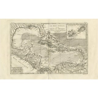 The Caribbean & Gulf of Mexico Rigobert Bonnes Antilles Map, c.1780 For Sale