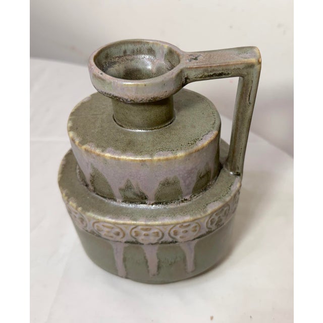 Green Antique Art Deco Ceramic Pottery Jug by P. Garnier, Enghien, France, 1920s Vase For Sale - Image 8 of 11