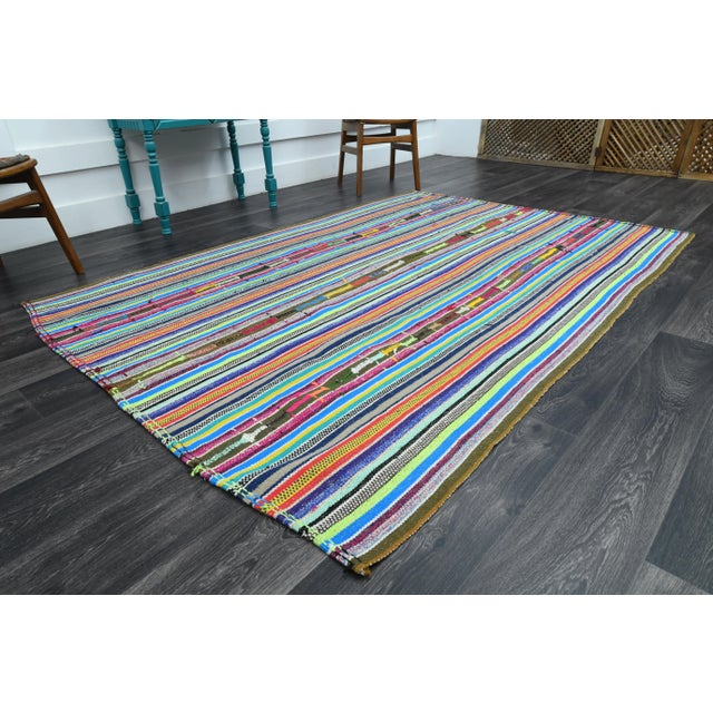 1970s 1970s Vintage Turkish Oushak Handmade Wool Cotton Green Area Rug For Sale - Image 5 of 11