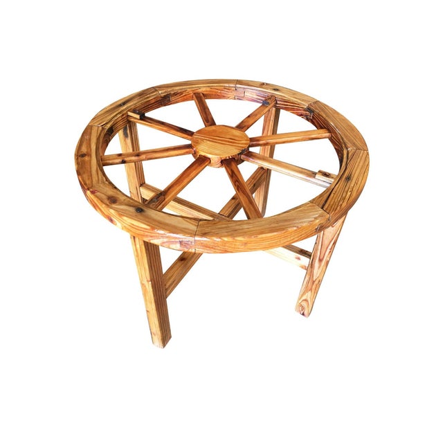 Southwestern Wooden Wagon Wheel Table and Chairs Set, 1960s For Sale In Los Angeles - Image 6 of 7