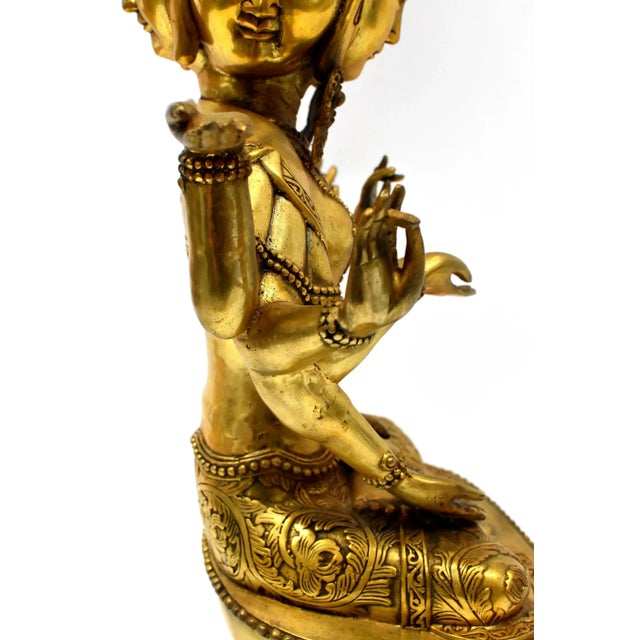 Large Gilded Tibetan Buddha Statue Vasundhara For Sale - Image 10 of 12
