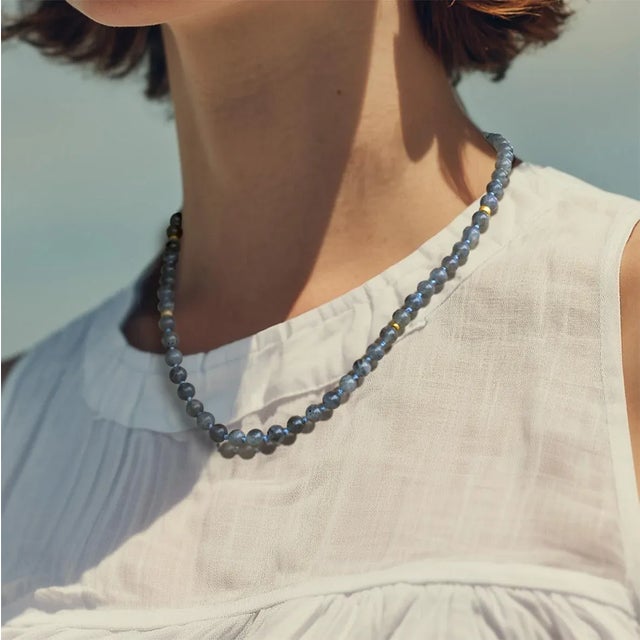 Metal Translucent Gray Labradorite Necklace -by Bombyx House For Sale - Image 7 of 9