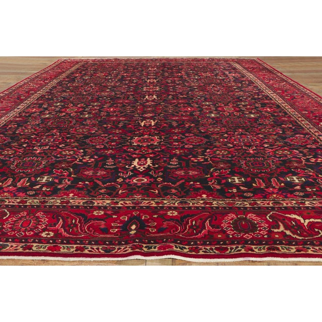 Navy Blue Mid 20th Century Vintage Persian Malayer Rug, 10'03 X 13'09 For Sale - Image 8 of 10
