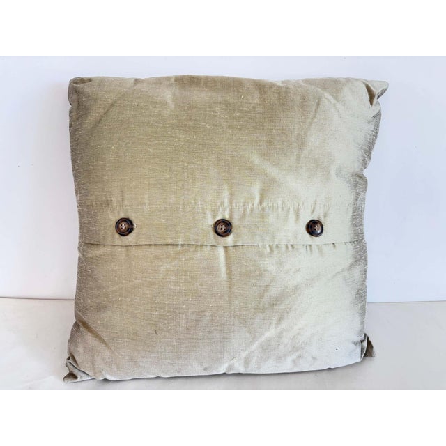 Brown and Beige Floral Embroidered Cushion, Hand-Crafted Fabric, India For Sale - Image 9 of 10