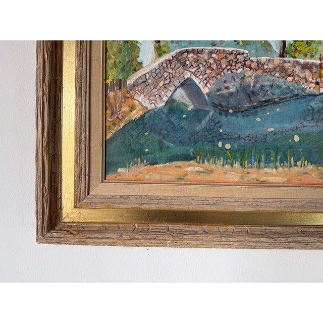 Wood 1960's I. Malvin Impressionist Landscape Oil Painting on Masonite Board - Framed For Sale - Image 7 of 12