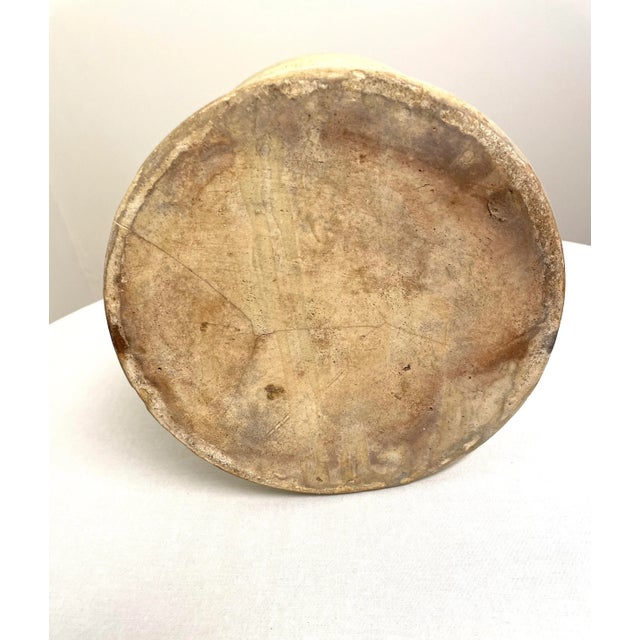 Antique Early American Salt-Glazed Cream & Cobalt Blue Large Stoneware Crock For Sale - Image 10 of 12