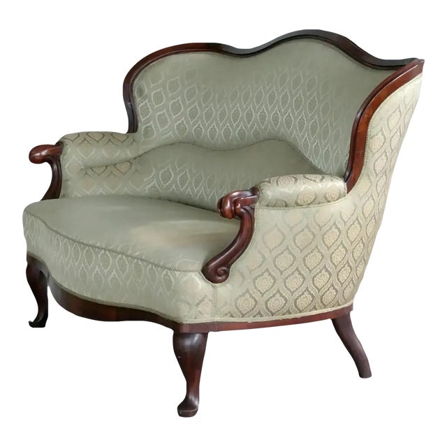 Danish 1860s Rococo Revival Settee or Loveseat in Carved Mahogany For Sale