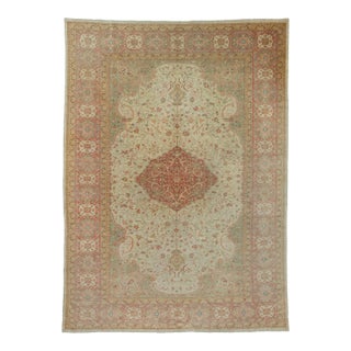Fine Antique Turkish Borlu Oushak Wool Rug 8'7" X 11’10" For Sale