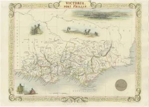 Antique Map of Victoria in Australia, 1850