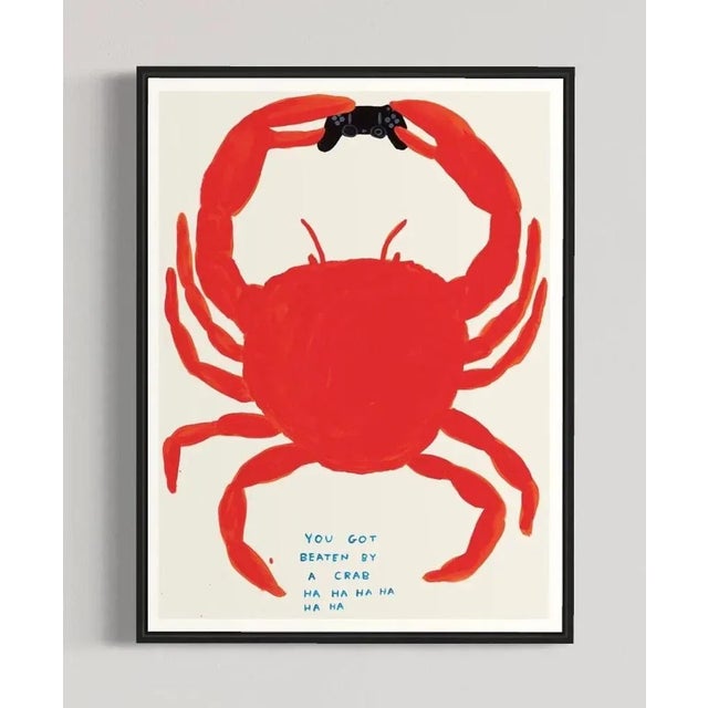 Contemporary David Shrigley, You Got Beaten by a Crab, 2021, Lithograph Poster, Framed For Sale - Image 3 of 3