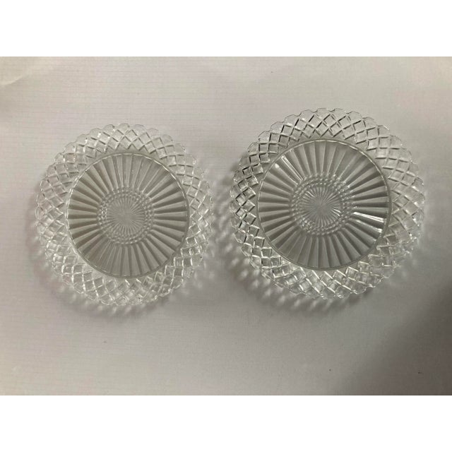 1960s Vintage Clear Cut Glass Plates S/2 For Sale - Image 5 of 5