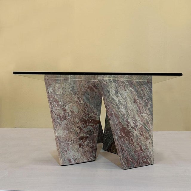 Marble Coffee Table with Rectangular Glass Top, Italy, 1970s For Sale - Image 9 of 16