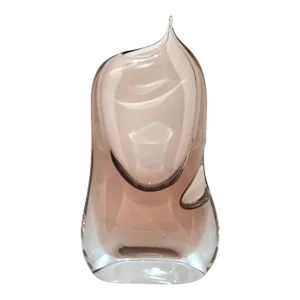 Blown Freeform Smoke & Clear Two Opening Orchids Art Glass Vase Italy 70s