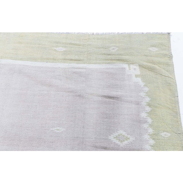 Lavender Doris Leslie Blau Indian Dhurrie - Mid-Century Lavender Flatweave Cotton Rug For Sale - Image 8 of 10