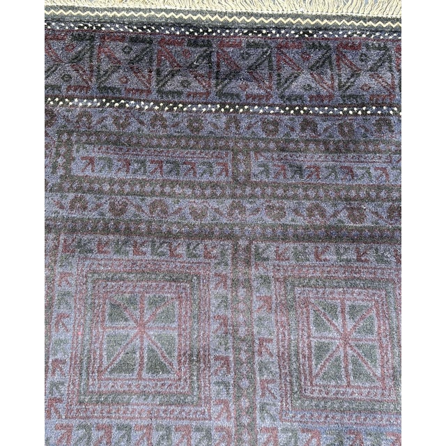 Afghan Baluch Hand-Knotted Wool Rug, Indigo Panel Grid, 9'9" X 6'2" For Sale - Image 9 of 13