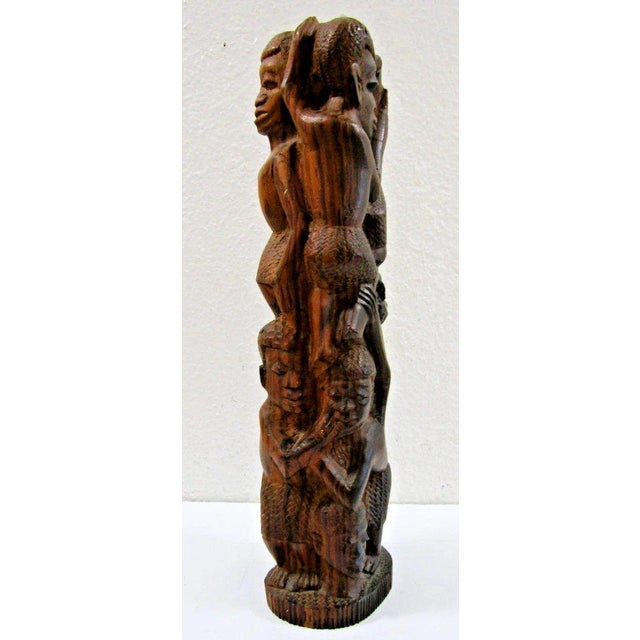1920s Vintage Makonde Tree of Life Ujamaa Wood Carving Sculpture For Sale - Image 5 of 17
