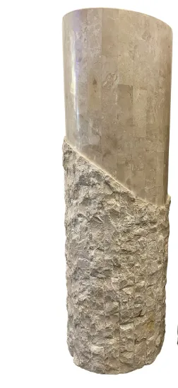 Vintage Tessellated Post Modern Travertine Pedestal