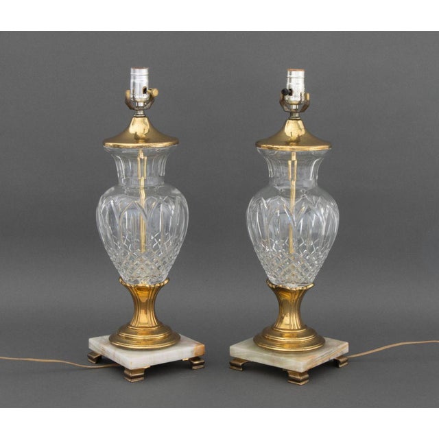 Waterford Crystal Vases Mounted as Lamps, Pair For Sale In New York - Image 6 of 9
