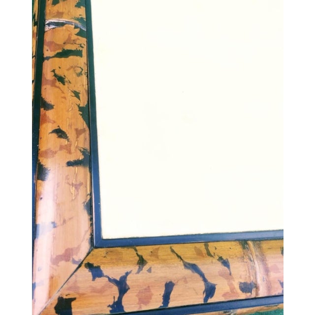1990s Theodore Alexander Style Bamboo Faux Tortoiseshell Faux Goat Skin Large Regency Style Coffee Table For Sale In West Palm - Image 6 of 12